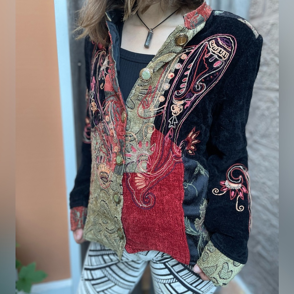 Patchwork indigo moon jacket